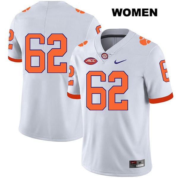 Women's Clemson Tigers #62 Cade Stewart Stitched White Legend Authentic Nike No Name NCAA College Football Jersey JEP5246UJ